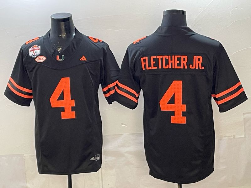 Men 2026 Miami Hurricanes #4 Fletcher jr Black 3th generations Limited NCAA Jersey 0018